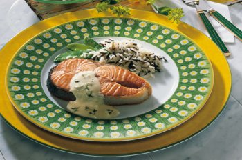 Lachskotelette mit Kresse-Sauce - fr 4 Personen