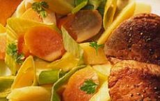 Schweinemedaillions  - als Beilage Mhren- Lauch- und Kartoffel- Gemse