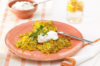 Krbis-Puffer mit Dip - Zutaten fr 4 Portionen