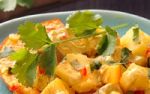Gegrillte Krbisspalten mit Hhnchensalat